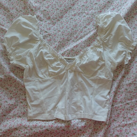 White Topshop Corseted Shirt - Picture 1 of 6